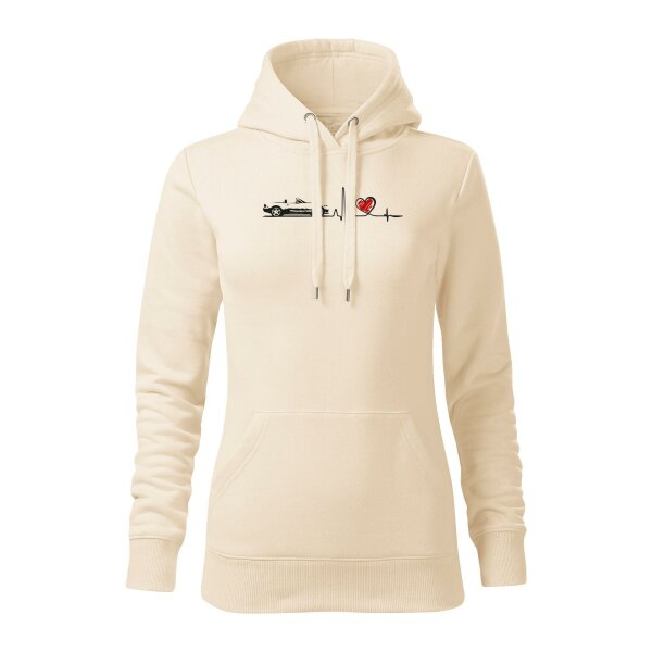 HOODIE ♀ | HEARTBEAT - CLASSIC | XL | MANDEL | VORDERSEITE | MAZDA/MX5/NB