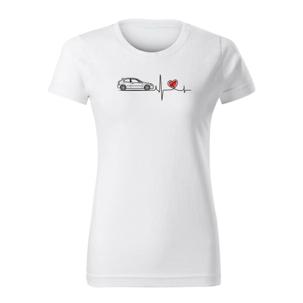 T-SHIRT ♀ | HEARTBEAT | S | WEISS | VORDERSEITE | HONDA/CIVIC/V