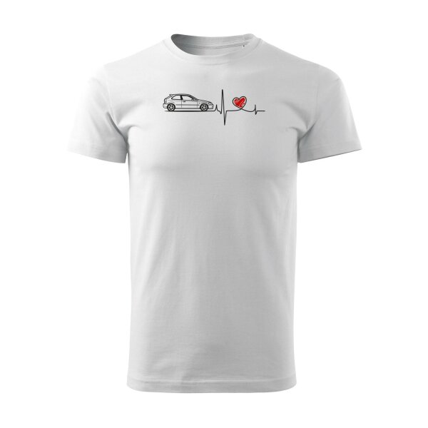 T-SHIRT ♂ | HEARTBEAT | S | WEISS | VORDERSEITE | HONDA/CIVIC/V