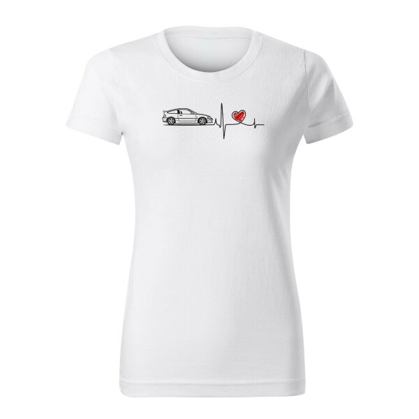 T-SHIRT ♀ | HEARTBEAT | CRX | S | WEISS | VORDERSEITE | HONDA/CRX