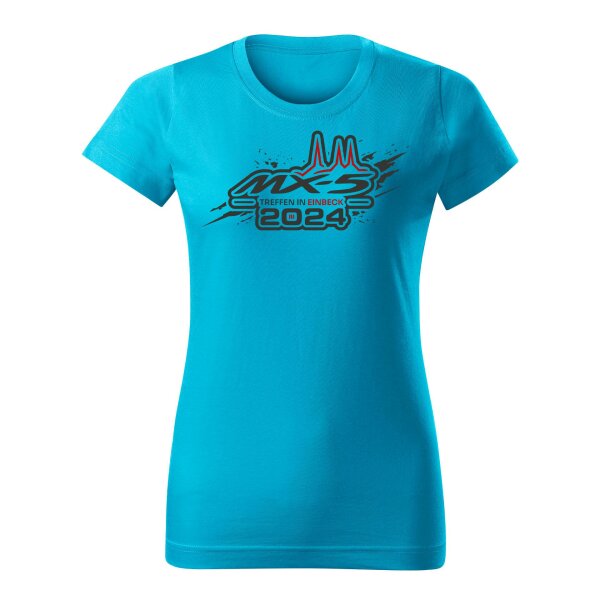 T-SHIRT ♀ | EIN-MX5-TREFFEN | 2024 | L | TUERKISBLAU | VORDERSEITE | MAZDA/MX5