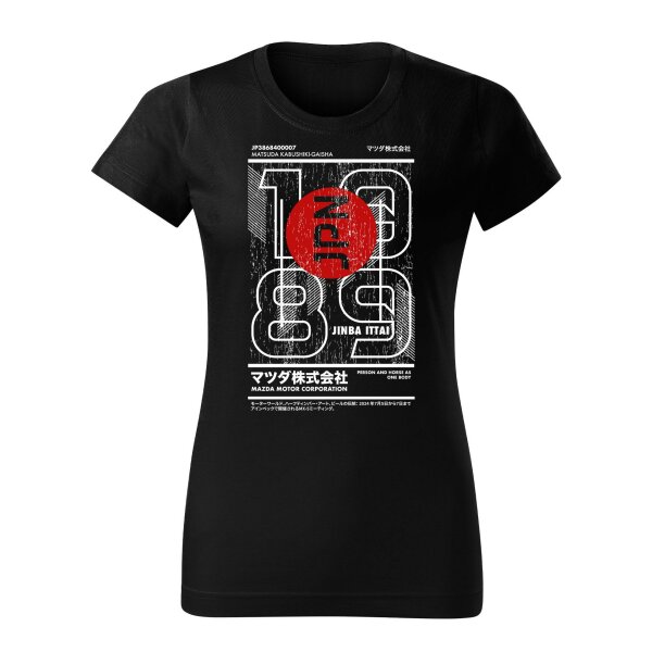 01/24 | T-SHIRT ♀ | JANUAR | M | SCHWARZ | VORDERSEITE | MAZDA/MX5