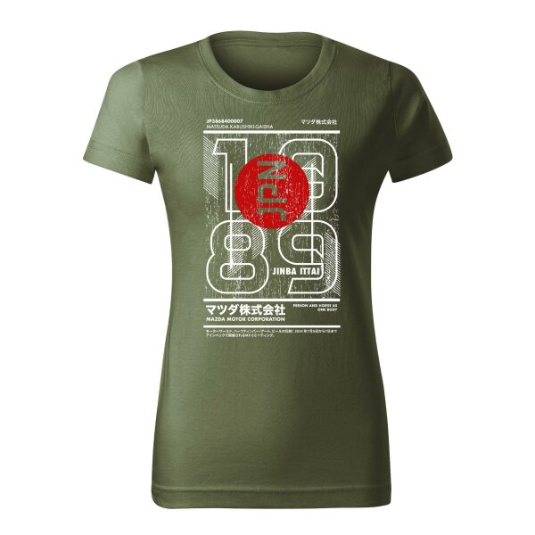 01/24 | T-SHIRT ♀ | JANUAR | M | KHAKI | VORDERSEITE | MAZDA/MX5