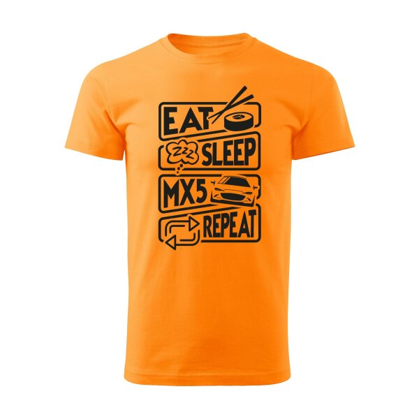 03/24 | T-SHIRT ♂ | MÄRZ | XL | MANDARINEORANGE | VORDERSEITE | MAZDA/MX5/ND