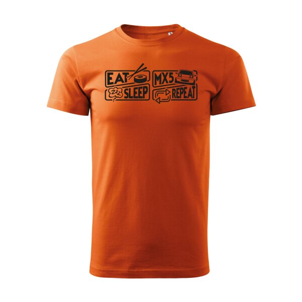 03/24 | T-SHIRT ♂ | MÄRZ II | S | ORANGE | VORDERSEITE | MAZDA/MX5/NA