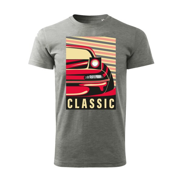 T-SHIRT ♂ | CLASSIC RETRO | L | DUNKELGRAUMELIERT | VORDERSEITE | MAZDA/MX5