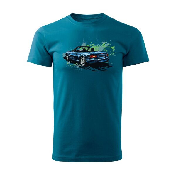 T-SHIRT ♂ | COLORSPLASH | XL | PETROLBLAU | VORDERSEITE | MAZDA/MX5/NB