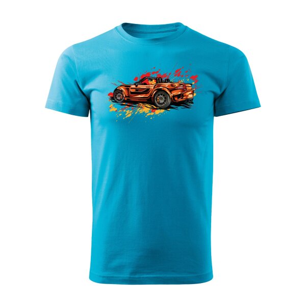 T-SHIRT ♂ | COLORSPLASH | XL | TUERKISBLAU | VORDERSEITE | MAZDA/MX5/ND