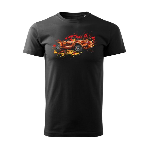 T-SHIRT ♂ | COLORSPLASH | XXL | SCHWARZ | VORDERSEITE | MAZDA/MX5/ND