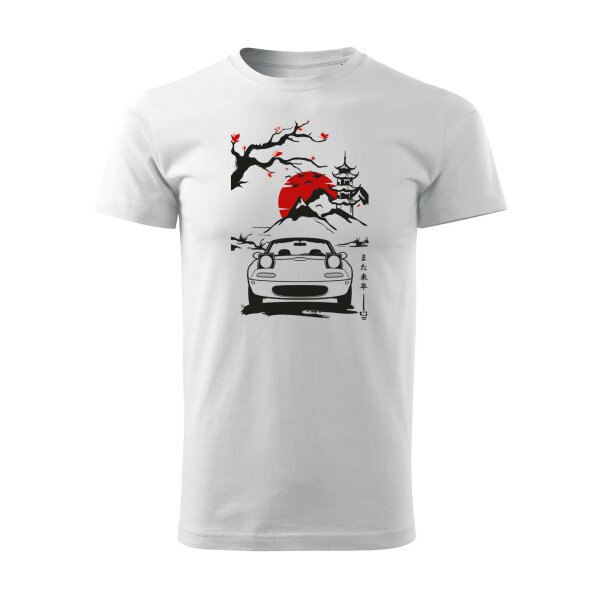 04/24 | T-SHIRT ♂ | APRIL | XL | WEISS | VORDERSEITE | MAZDA/MX5/NA