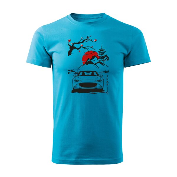 04/24 | T-SHIRT ♂ | APRIL | 3XL | TUERKISBLAU | VORDERSEITE | MAZDA/MX5/ND