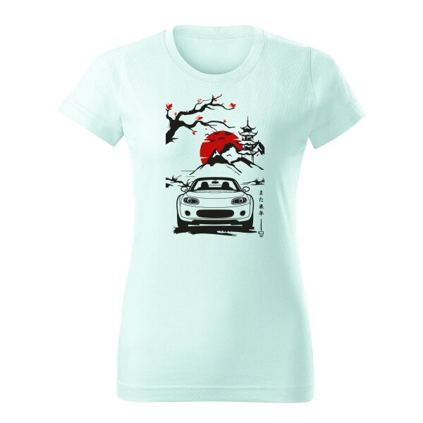 04/24 | T-SHIRT ♀ | APRIL | S | FROST | VORDERSEITE | MAZDA/MX5/NC