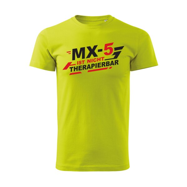 T-SHIRT ♂ | NICHT THERAPIERBAR | L | zitronengruen | Vorderseite | mazda/mx5