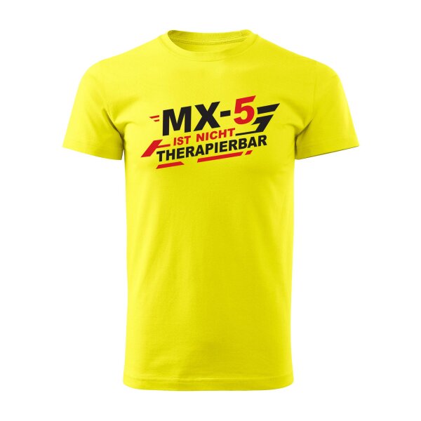 T-SHIRT ♂ | NICHT THERAPIERBAR | L | zitronengelb | Vorderseite | mazda/mx5