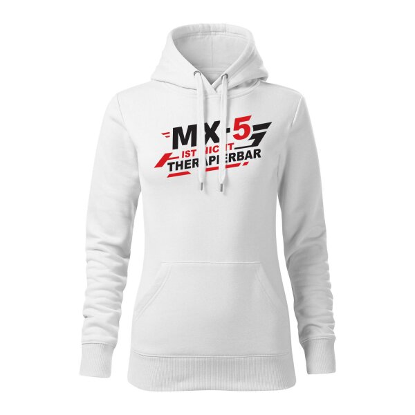 HOODIE ♀ | NICHT THERAPIERBAR | S | weiss | Vorderseite | mazda/mx5