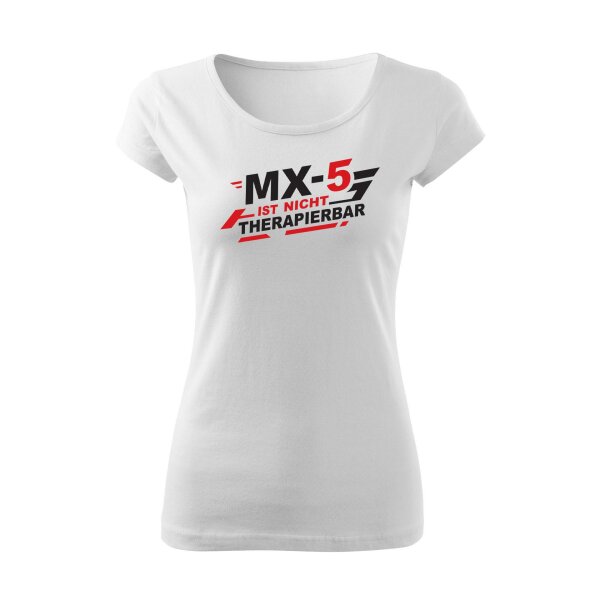 T-SHIRT ♂ | BOATNECK | NICHT THERAPIERBAR | S | weiss | Vorderseite | mazda/mx5