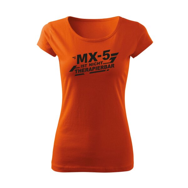 T-SHIRT ♂ | BOATNECK | NICHT THERAPIERBAR | M | orange | Vorderseite | mazda/mx5