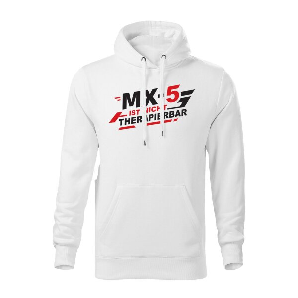 HOODIE ♂ | NICHT THERAPIERBAR | S | weiss | Vorderseite | mazda/mx5