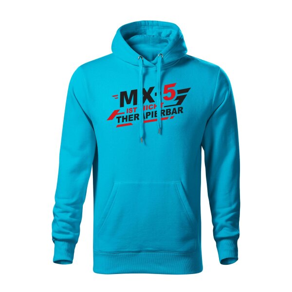 HOODIE ♂ | NICHT THERAPIERBAR | L | tuerkisblau | Vorderseite | mazda/mx5