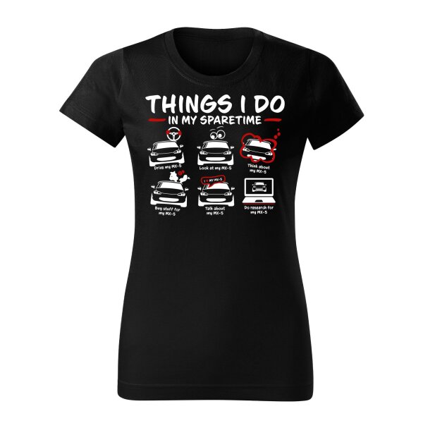 T-SHIRT ♀ | SPARETIME | L | schwarz | Vorderseite | mazda/mx5/nb