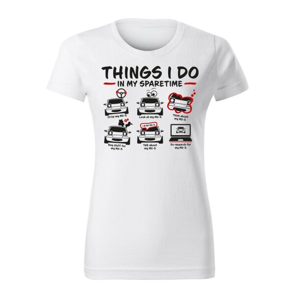 T-SHIRT ♀ | SPARETIME | S | weiss | Vorderseite | mazda/mx5/na