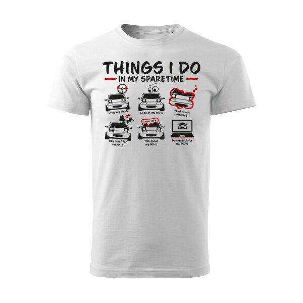 T-SHIRT ♂ | SPARETIME | S | weiss | Vorderseite | mazda/mx5/na