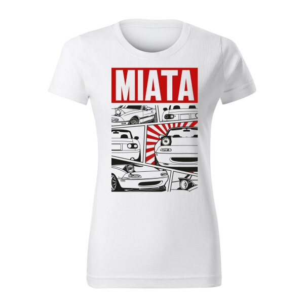 T-SHIRT ♀ | COMIC 2.0 | S | weiss | Vorderseite | mazda/mx5/na