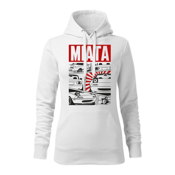 HOODIE ♀ | COMIC 2.0 | S | weiss | Vorderseite | mazda/mx5/na