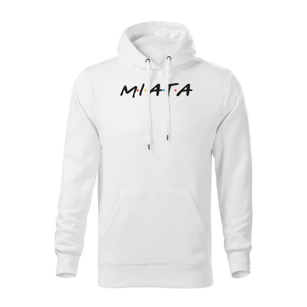 HOODIE ♂ | MIATA FRIENDS | S | weiss | Vorderseite | mazda/mx5