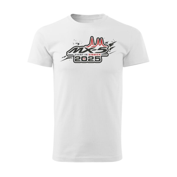 T-SHIRT ♂ | EIN-MX5-Event 2025 | M | weiss | Vorderseite | mazda/mx5