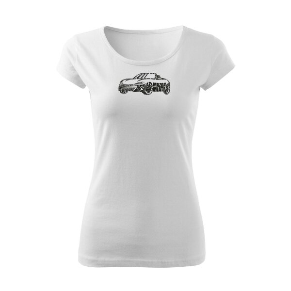 T-SHIRT ♀ | BOATNECK | THE ND | MX-5 | S | weiss | Vorderseite | mazda/mx5