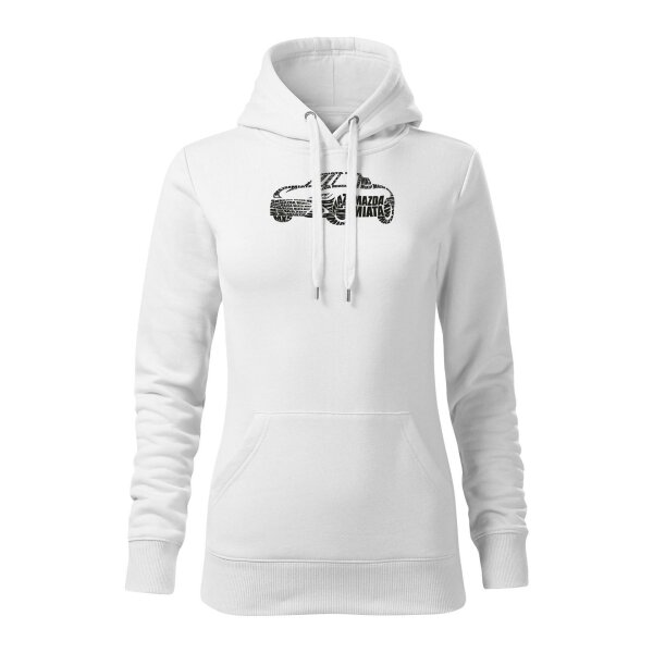 HOODIE ♀ | THE ND | MX-5 | S | weiss | Vorderseite | mazda/mx5