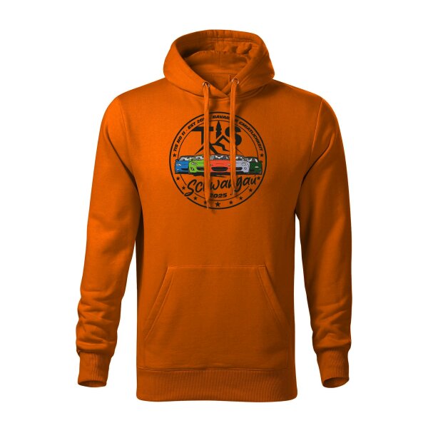 HOODIE ♂ | TIS 2025 | S | orange | Vorderseite | mazda/mx5