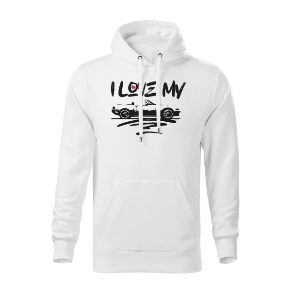 HOODIE ♂ | I LOVE MY MX-5 | S | weiss | Vorderseite | mazda/mx5/na