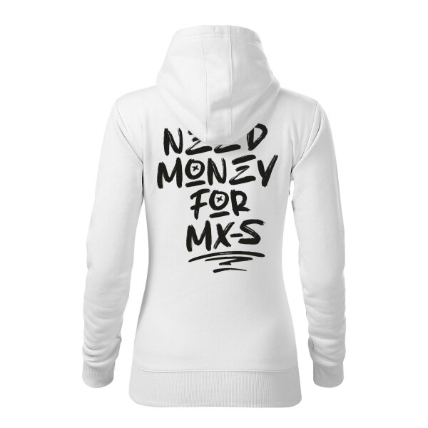 HOODIE ♀ | 03/2025 | MONEY | MX-5 | S | weiss | Rückseite | mazda/mx5