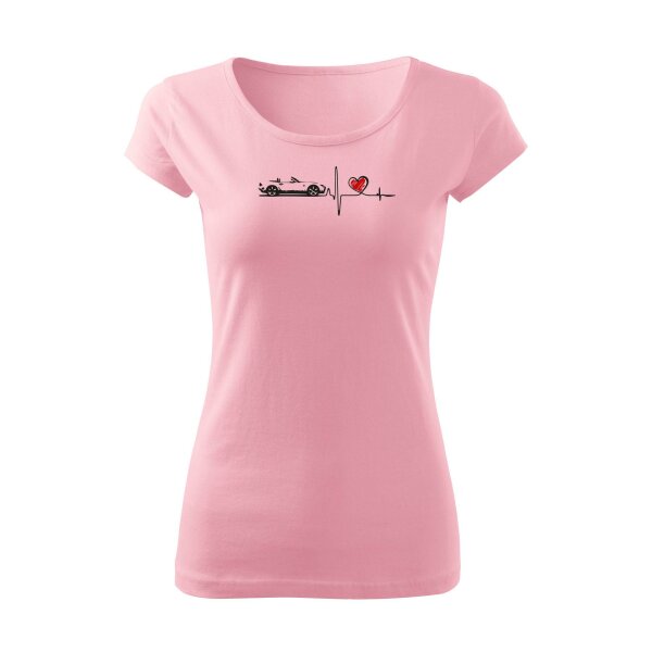 T-SHIRT ♀ | BOATNECK | HEARTBEAT - CLASSIC | M | ROSA | VORDERSEITE | MAZDA/MX5/NC