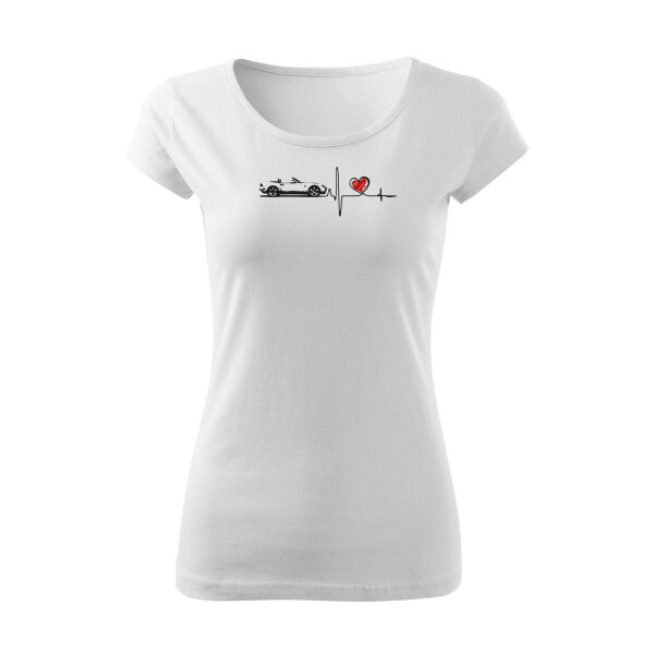 T-SHIRT ♀ | BOATNECK | HEARTBEAT - CLASSIC | L | WEISS | VORDERSEITE | MAZDA/MX5/NC