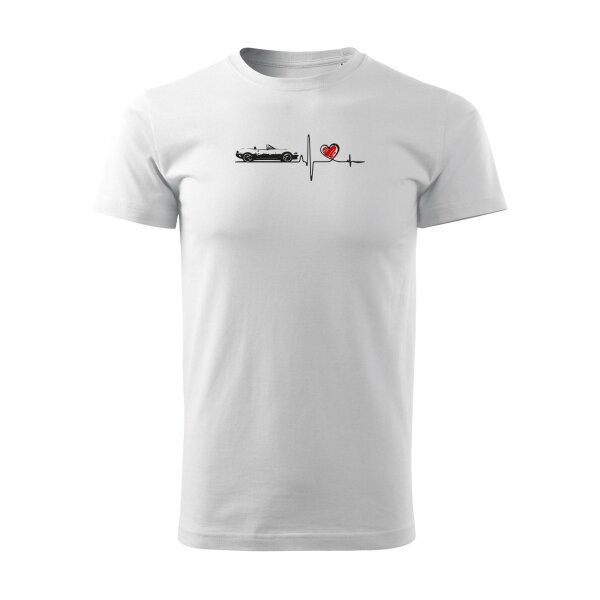 T-SHIRT ♂ | HEARTBEAT - CLASSIC | S | WEISS | VORDERSEITE | MAZDA/MX5/NA